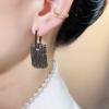 Trend Unique Design Elegant Exquisite Light Black Zircon Geometric Earrings Female Jewelry Party Premium Gift