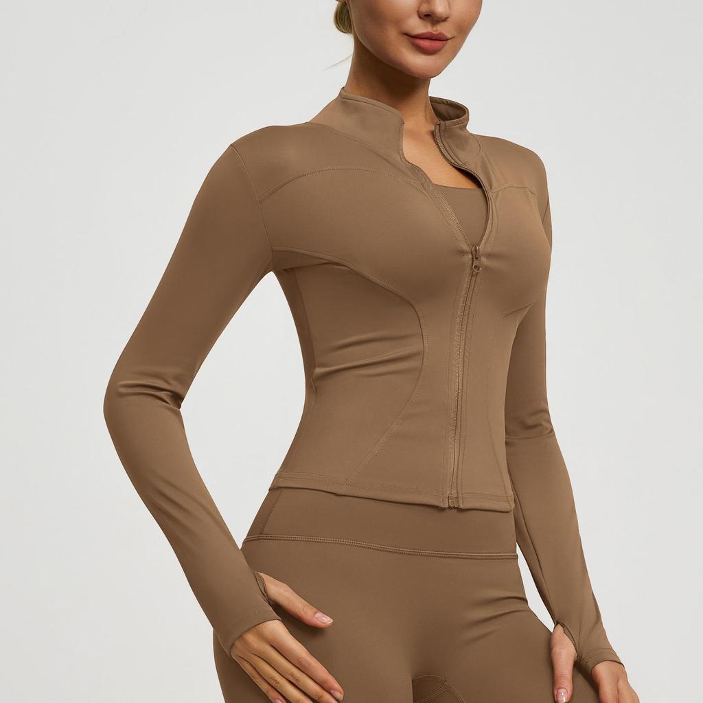Women's Outdoor Yoga Jacket - Nude, Breathable, Tight-Fit, for Cross-Border Activities