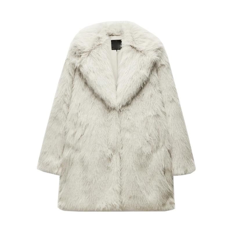 Fall and Winter New Women's Clothing Fashion Style Faux Fur Effect Lapel Long Sleeves Coat Outwear 6318242