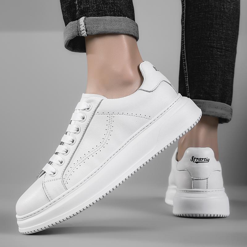 Fashion High quality thick soled men's black and white board shoes Casual Sports Shoes Youth Trend Sneakers adult  leather Shoes New