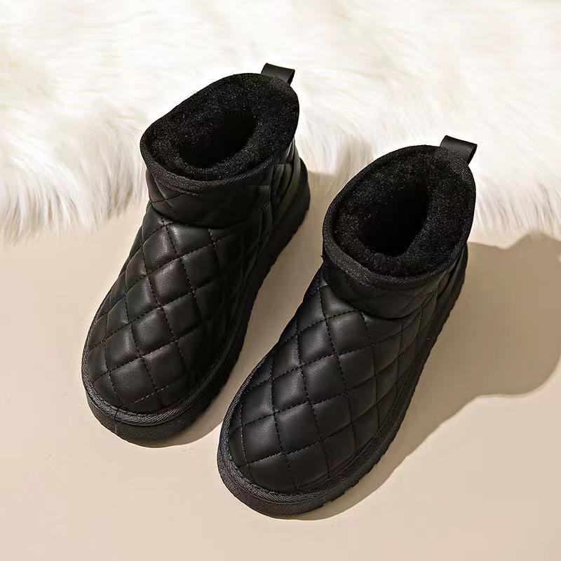 Snow boots winter 22 new cotton shoes piled thickened waterproof short boots shoes 35