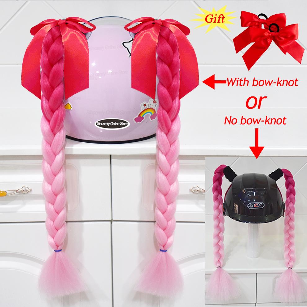 2 stuks Kwaliteit Vlechten Voor Motorhelm Paardenstaart Zuignap Vlechten Pruik Voor Vrouw Helm Decor Oortjes Gedraaide Accessoires 164 Kleuren
