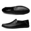 Men's Soft Moccasins Driving Shoes Casual Loafers Retro Handmade Slip on Black Wide Shoes for Father Large Size