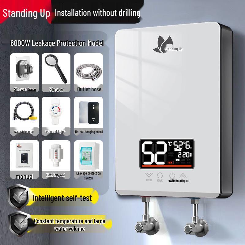 Vertical Electric Tankless Water Heater for Home, Shower, Small Bathroom, or Rural Rental Properties.