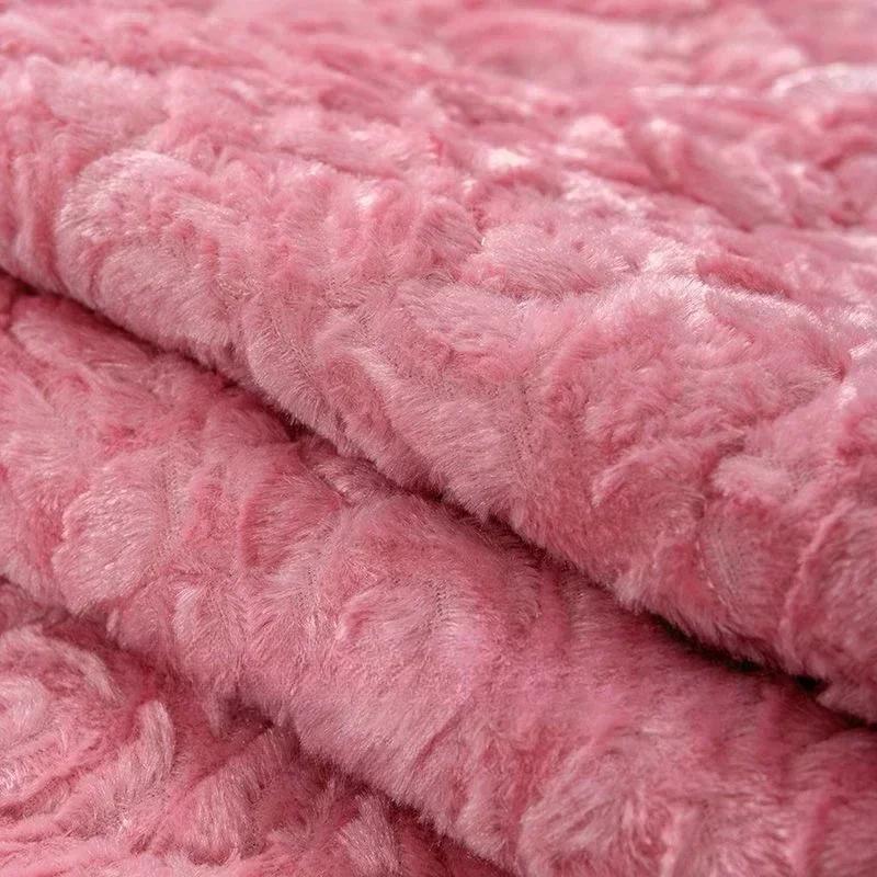 Winter Rose Sofa Towel  Thick Warm  Mat New Modern Minimalist Anti Slip Plush Seat Cushion Set Backrest Cover Cloth