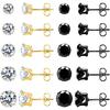 10 Pairs Stud Earrings for Men Women Hypoallergenic Stainless Steel Earrings Studs Clear Round CZ Earring Studs Cartilage Helix Tragus Earring Set