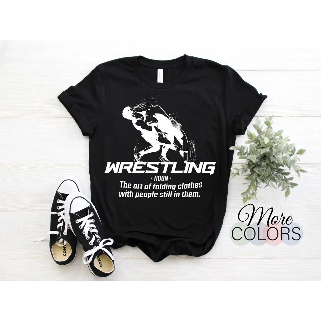 Funny Wrestling Definition T Shirt The Art Of Folding Clothes For Wrestlers High School College Sports Fan Casual vintage