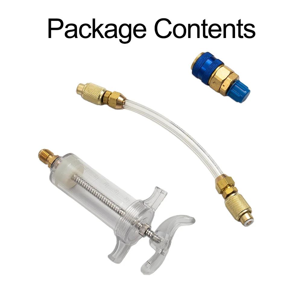 For R134a Compatible 30ml Oil Injector Low Side Quick Switch For HVAC Services Professional 1/4 Inch SAE Connection ToolGood product