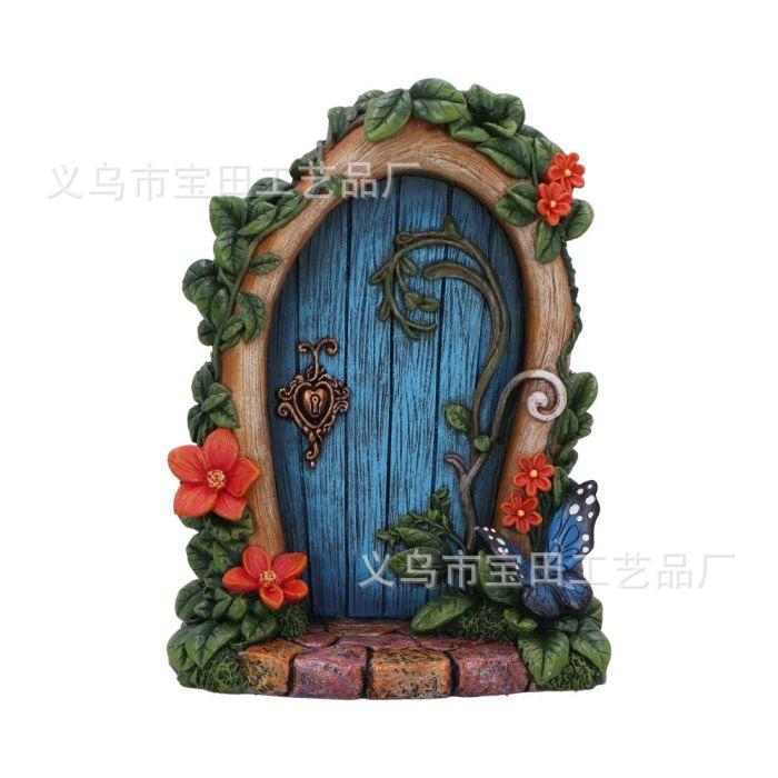 Creative courtyard garden resin statue ornament forest fairy tale elf door frame arrangement ornament handicraft