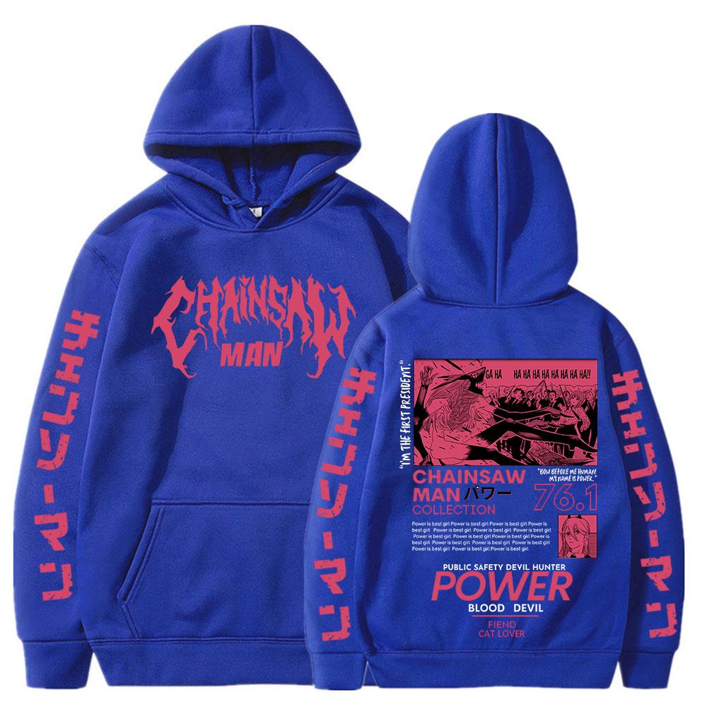 Chainsaw Man Anime Hooded Power Graphic Print Hoodie Men Women Clothes Plus Size Sweatshirt Harajuku Winter Warm Streetwear