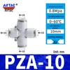 Pneumatic Nylon Air Hose Quick Connect Fittings: PU Straight, PY 5-Way, Cross 4-Way, PZA 3-Way, PE Connector with White/Blue Cap