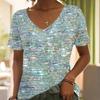 T-Shirt mit Allover-Print in Übergröße, lässiges Kurzarm-Top für Frühling und Sommer, Damenbekleidung in Übergröße