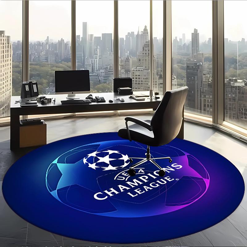 Uefa Champions (1) Round Office Rug Decorative Floor Rug for Office Bedroom Living Room and Home Space