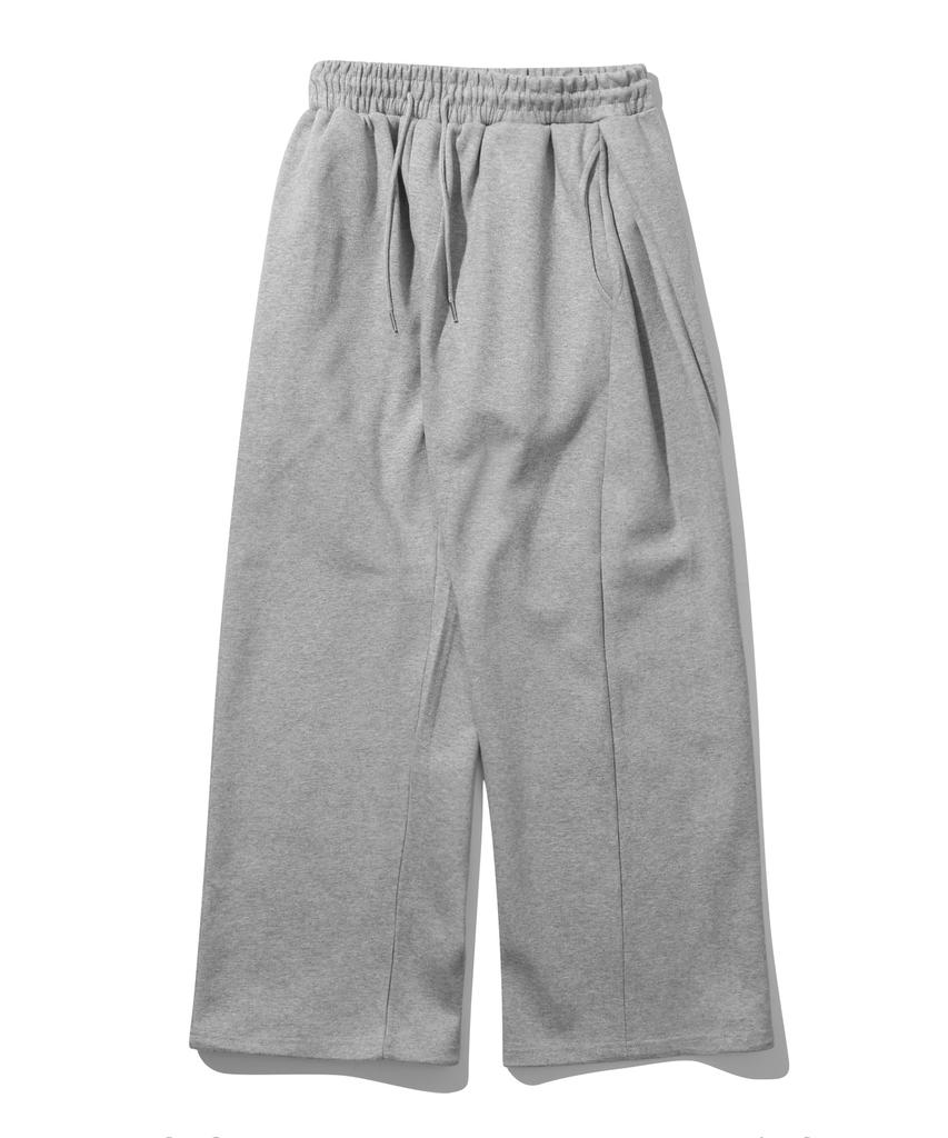 BASEMOMENT Side Tuck Wide Sweatpants Melange Gray