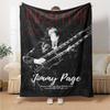 1 szt. Led Zeppelin Jimmy Page Miękki flanelowy koc całoroczny do domu, biura, na zewnątrzTrwały komfort 100588