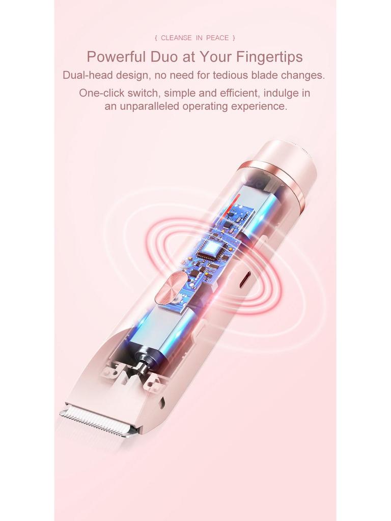 Double-Head Electric Epilator - Women's Intimate Shaver for Pubic Hair Removal