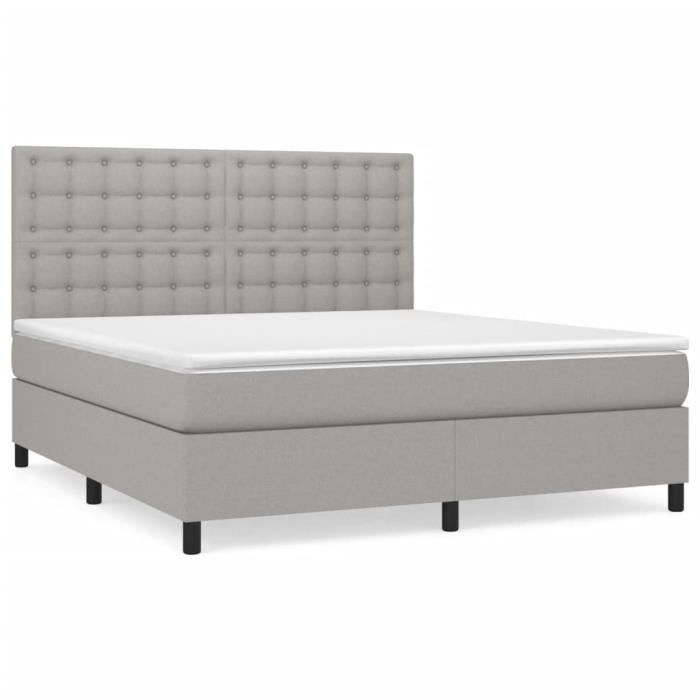 VidaXL Divan Bed with Mattress Light Grey 180x200cm Fabric - Model 3142113