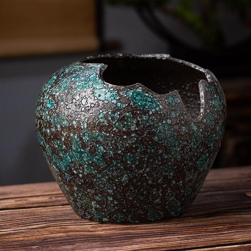 Retro Ceramic Flower Pot with Notch for Home or Balcony - Large Succulent Vase