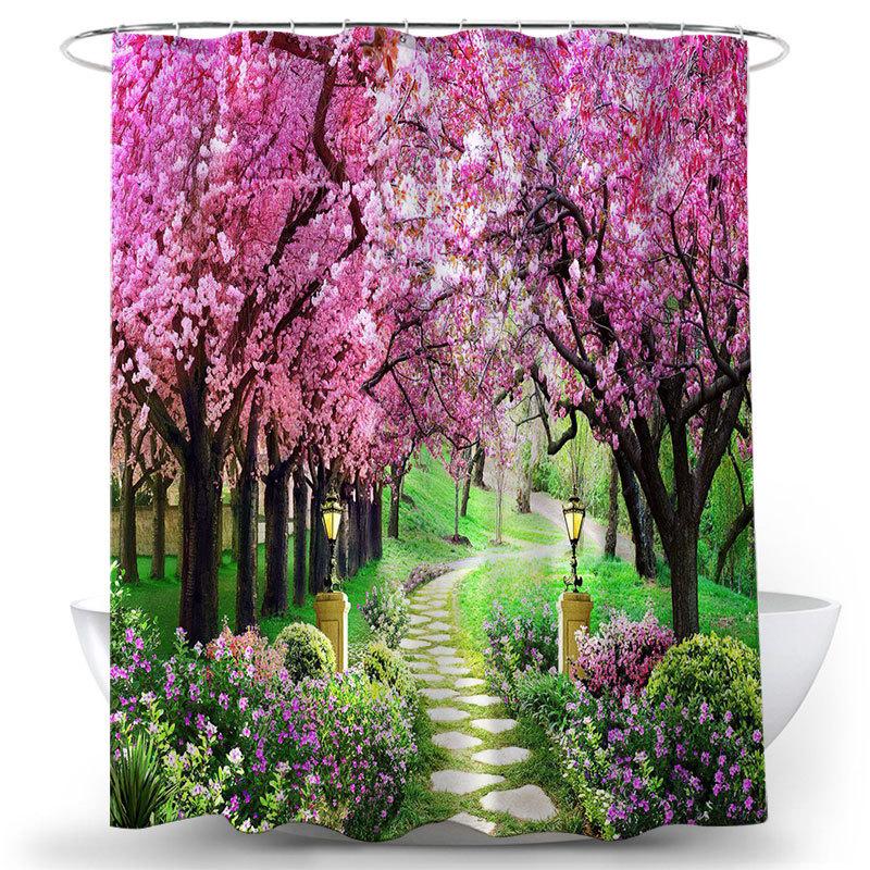 

Украшение дома водонепроницаемая занавеска для душа пляжная цветочная занавеска для душа закат роза цветок вишни фон 90x180cm