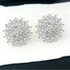 Cute Female White Zircon Stone Sunflower Stud Earrings Trendy Fashion Gold Silver Color Wedding Jewelry For Women