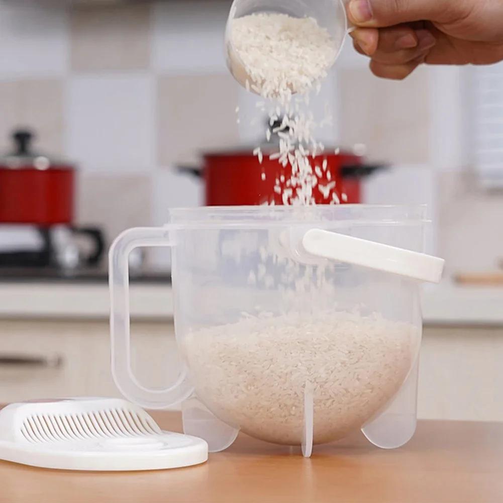 New Creative Home Kitchen Rice Washer Gadget With Handle Lazy Hand Care Sieve Plastic Washing Filter For Vegetable Rice Washing