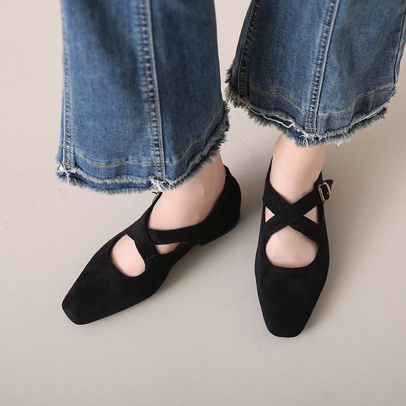 

Мода 2024Новые лаковые туфли Мэри Джейн с перекрещенными ремешками, туфли-лодочки с круглым носком, леопардовый принт, плоские кожаные туфли из конского волоса для женщин 35 чёрный