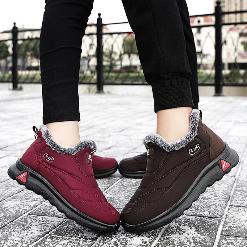 Fashion Mid To Old Age Cotton Shoes In Autumn and Winter Thick Plush  High Top Insulation  Soft Insulation  Comfortable Walking