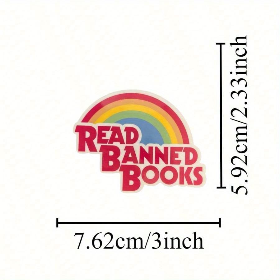 Removable Outdoor Waterproof Vinyl Durable Creative Gift Sticker - Read Banned Books Rainbow Design, Perfect For Laptops, Tablets, Phone Cases