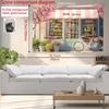 2D Spring Flower Shop Backdrop with Cherry Blossoms Banner