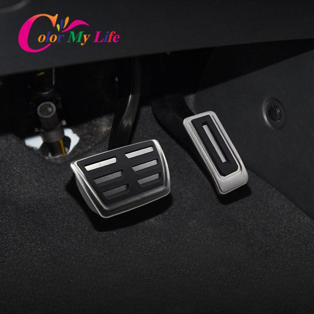 Color My Life Edelstahl-Autopedal-Set für Volkswagen VW Multivan T5 T6 Caravelle T6 Gasbremspedalschutz