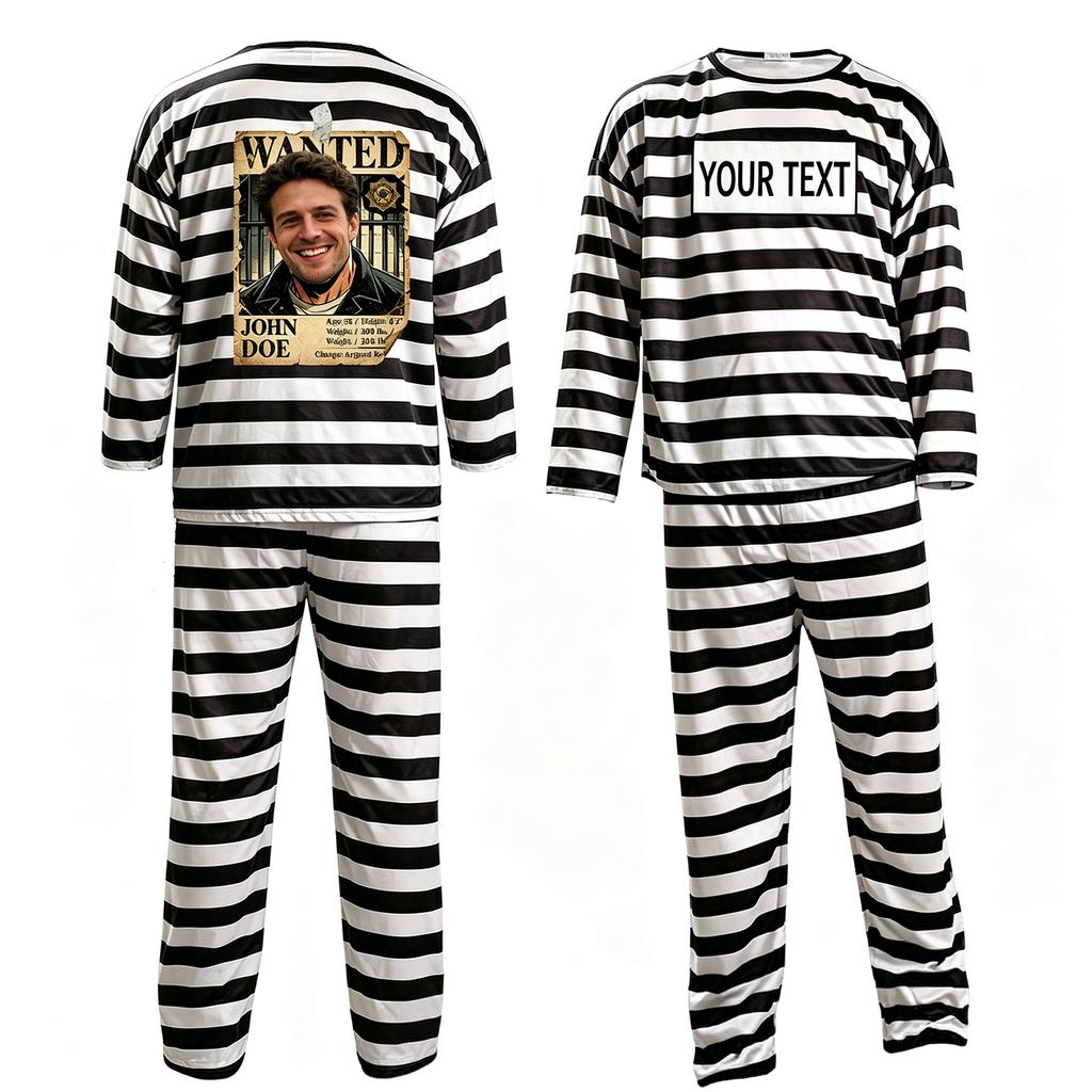 Unisex Halloween Prisoner Costume with for Adult Party Costume