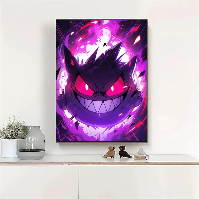 Gengar Themed Room Decor Painting Fantasy Dark Style Hd Canvas Poster Print High Quality Artwork for Pokemon Enthusiasts