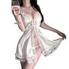 Sexy Lingerie Sexy Front Open Placket Deep Seduction Pajamas Women Hollow Lace-up Free Uniform Seduction Pajamas 6
