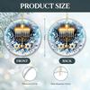 Hanukkah Ornament 2025 – White Elephant Gift, Elegant Menorah & Star of David Ceramic Round Decoration with Blue Floral Design – Festival of
