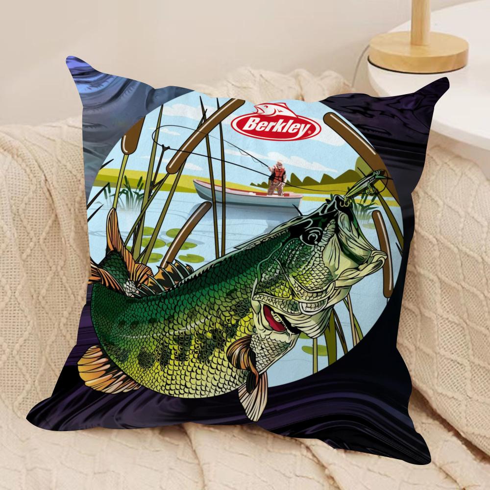 Popular Fishing B_Berkleys Cushion Cover Soft Plush Fabric Double-Sided Printed Sofa Cushion Cover for All Seasons Home Decor