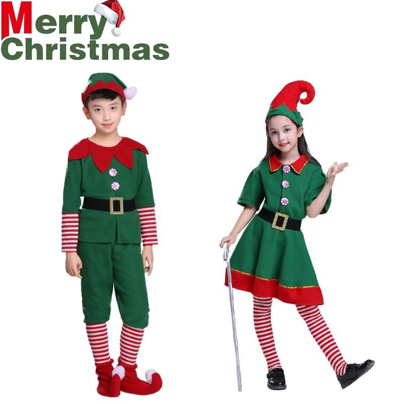 Premium Kids Christmas Elf Fancy Dress Set For Xmas Parties Cosplay Role Play
