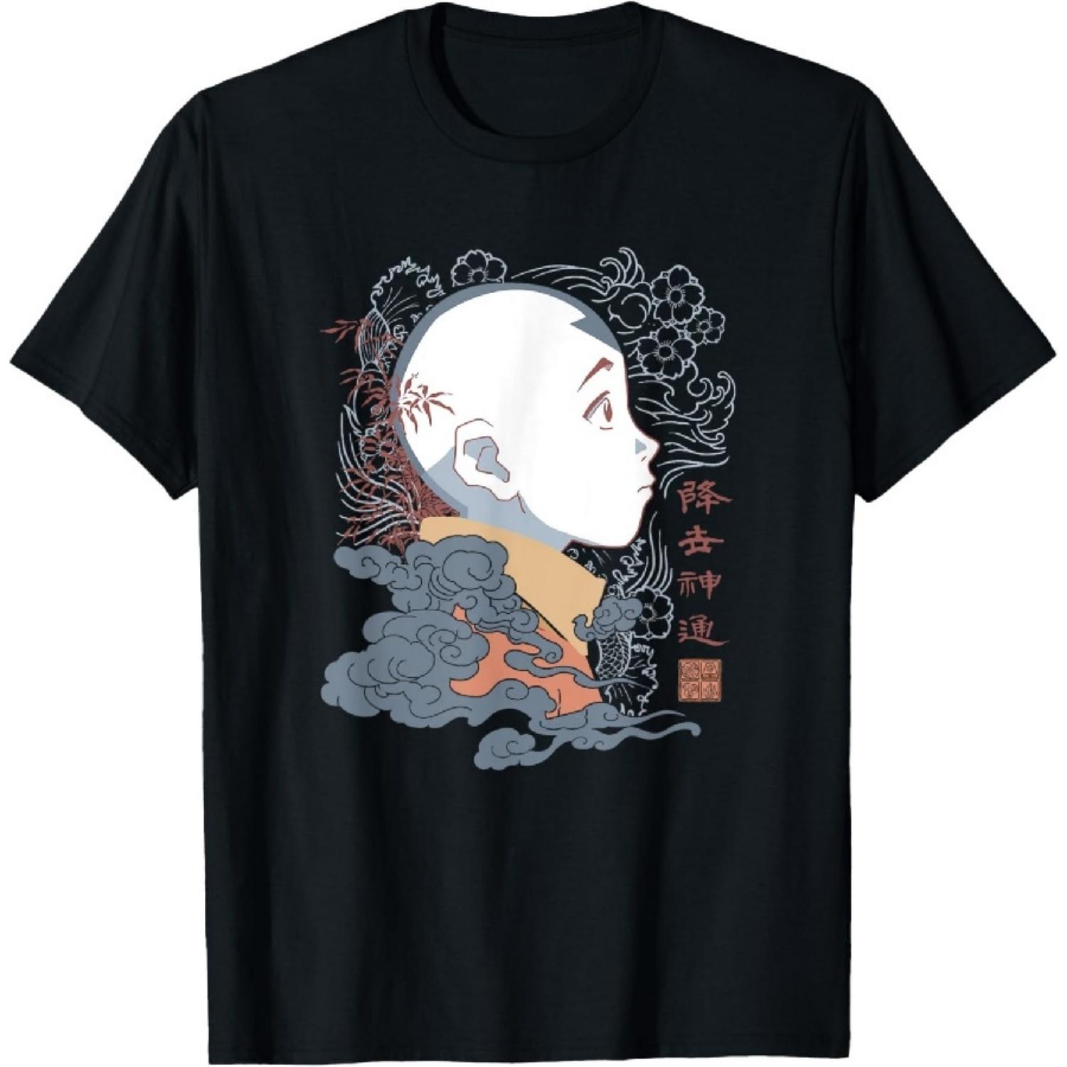 

Avatar The Last Airbender Aang Side Profile Kanji T-Shirt XXXXXL чорний