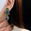 Rhinestone Blue Crystal Earring Sparkle Stud Earring Charms Aquamarine Ear Clip  Female Gifts