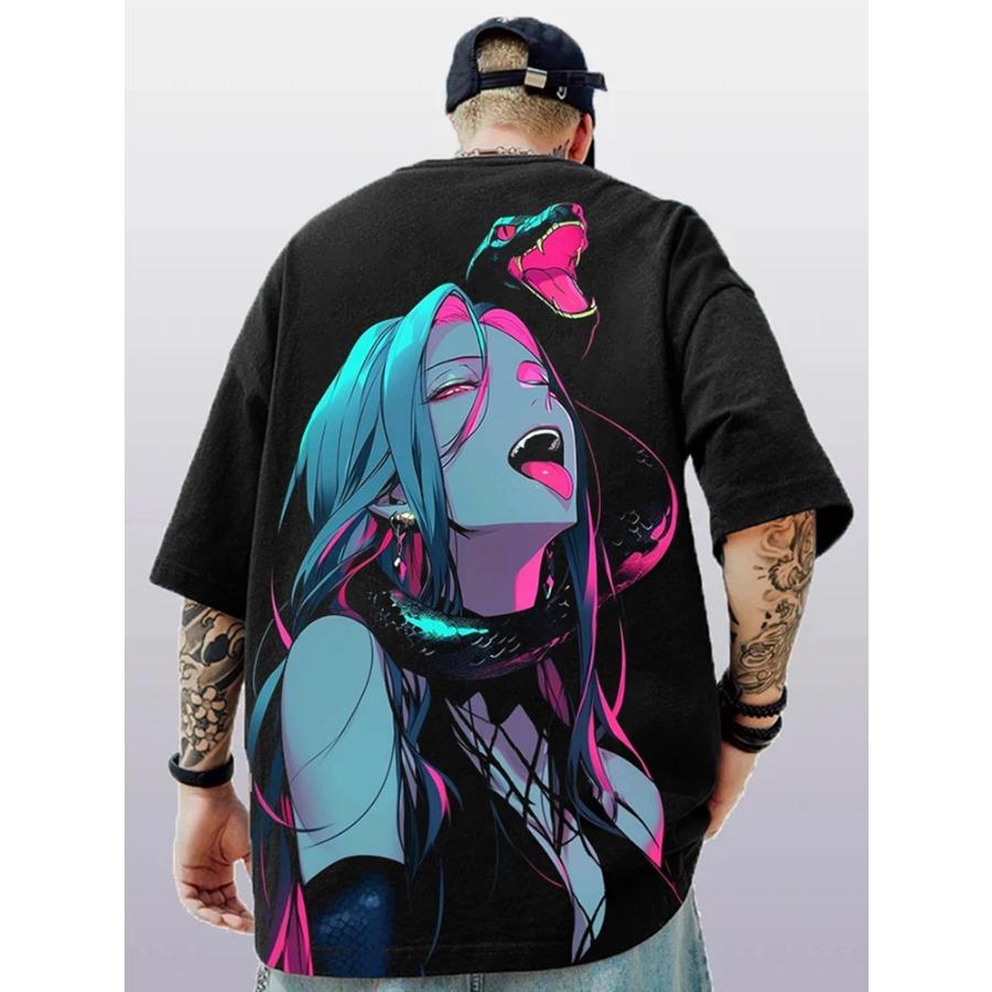 2024 Summer Fashion T-shirts Men Women Unisex Oversize Anime Character Japanese Style Streetwear Super Cool Couple T-shirts