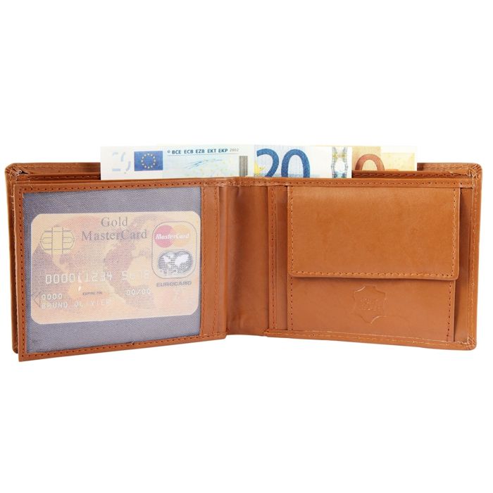 Porte-monnaie homme - EXCELLANC - Ginar - Cuir véritable - Marron - Format horizontal