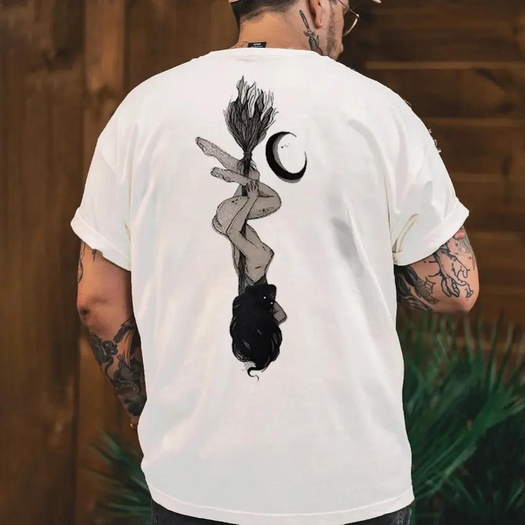 DARK Hair Yoga Girl Inverted White Print Unisex T-Shirt S