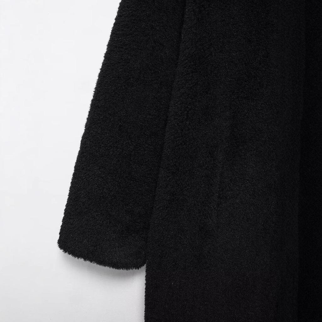 European-American Style Women's Winter Fleece Long Coat with Stand-Up Collar - Versatile, Warm Outerwear
