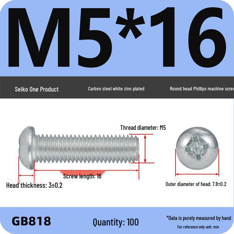 4.8 Grade Galvanized Phillips Round Head Screw (M2-M8)