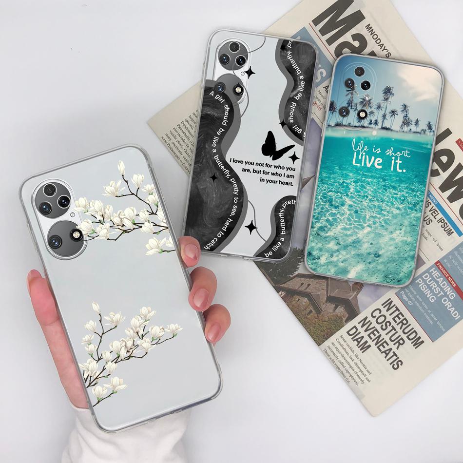 For Huawei P50 Pro P50E Phone Case Dreamy Colorful Pattern Phone Shell For Huawei P 50 Soft TPU Clear Silicone Lightweight Cover