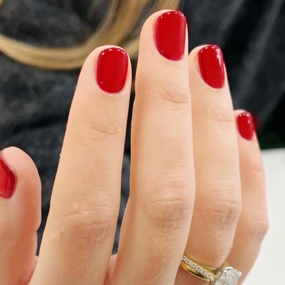 24Pcs Long Euro Square Acrylic Fake Nails Solid Burgundy Full Coverage Press On Removable False Nail Art