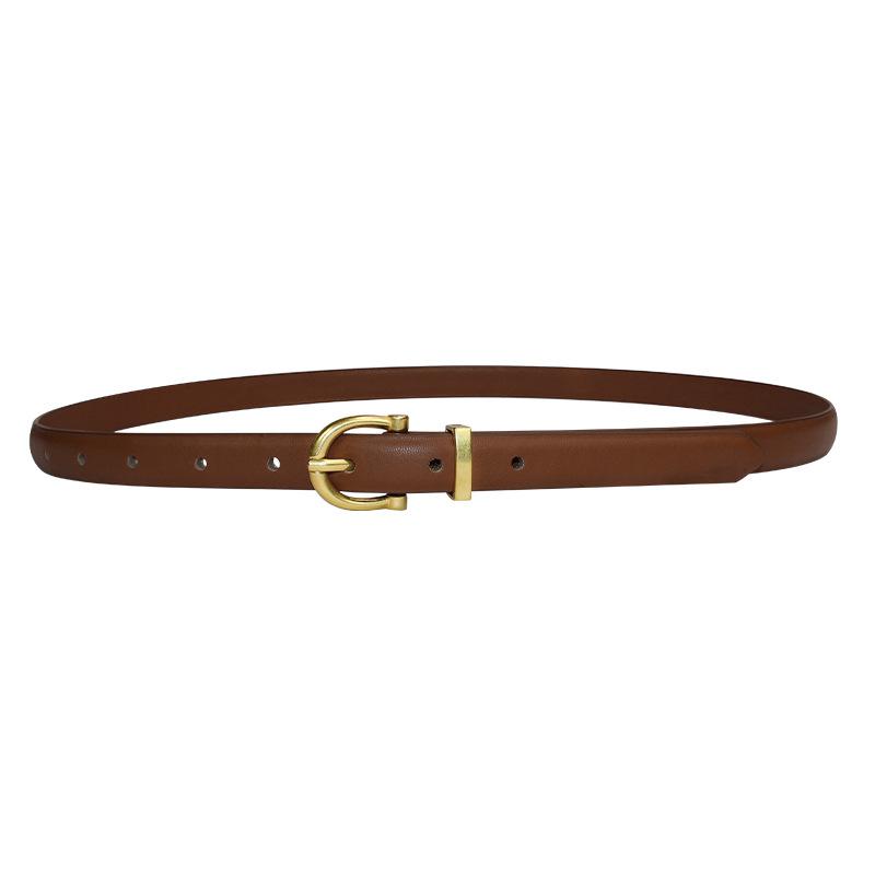 

Thin Leather Belt for Women Simple Retro Korean Style Trouser Belt Female Student Trendy Harajuku Commuter Style Trouser Belt 110cm коричневий