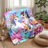 Fantastic Rainbow Unicorns Theme Blanket Lightweight Warm Flannel Blanket Decorative Throw Blanket for Home Decoration