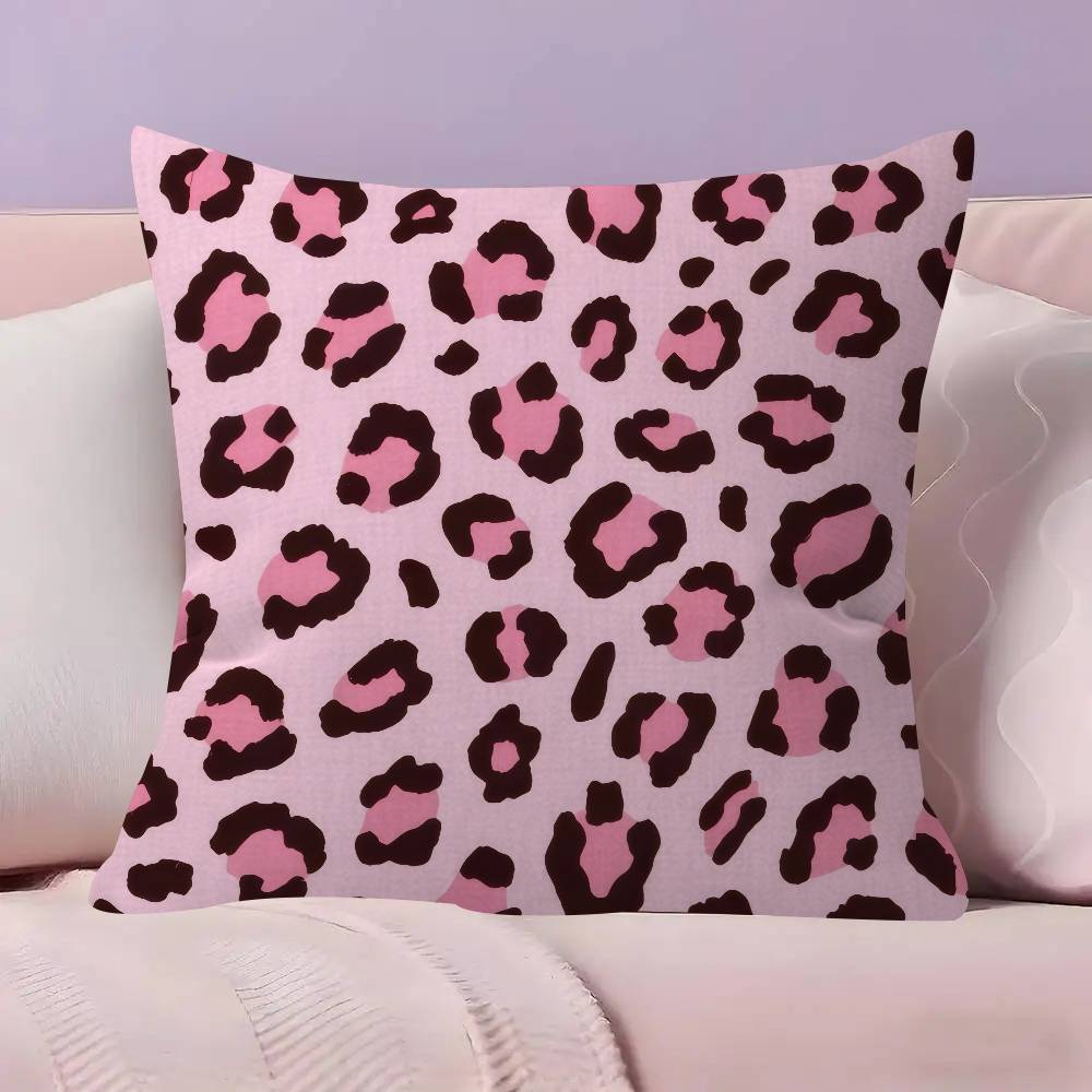 Anime Pink Leopard Pattern Pillow Cover Sofa Cushion Cover Home Room Decoration Children Gift