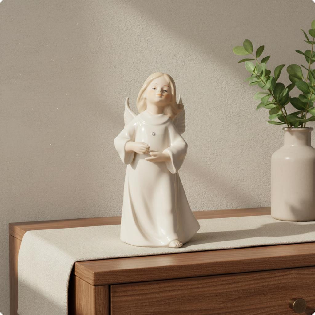 4 Pieces Ceramic Angel Figurine Cute Angel Figurine Cherub Sculpture Gift Home Decor Creative for Girls, Shelf Display