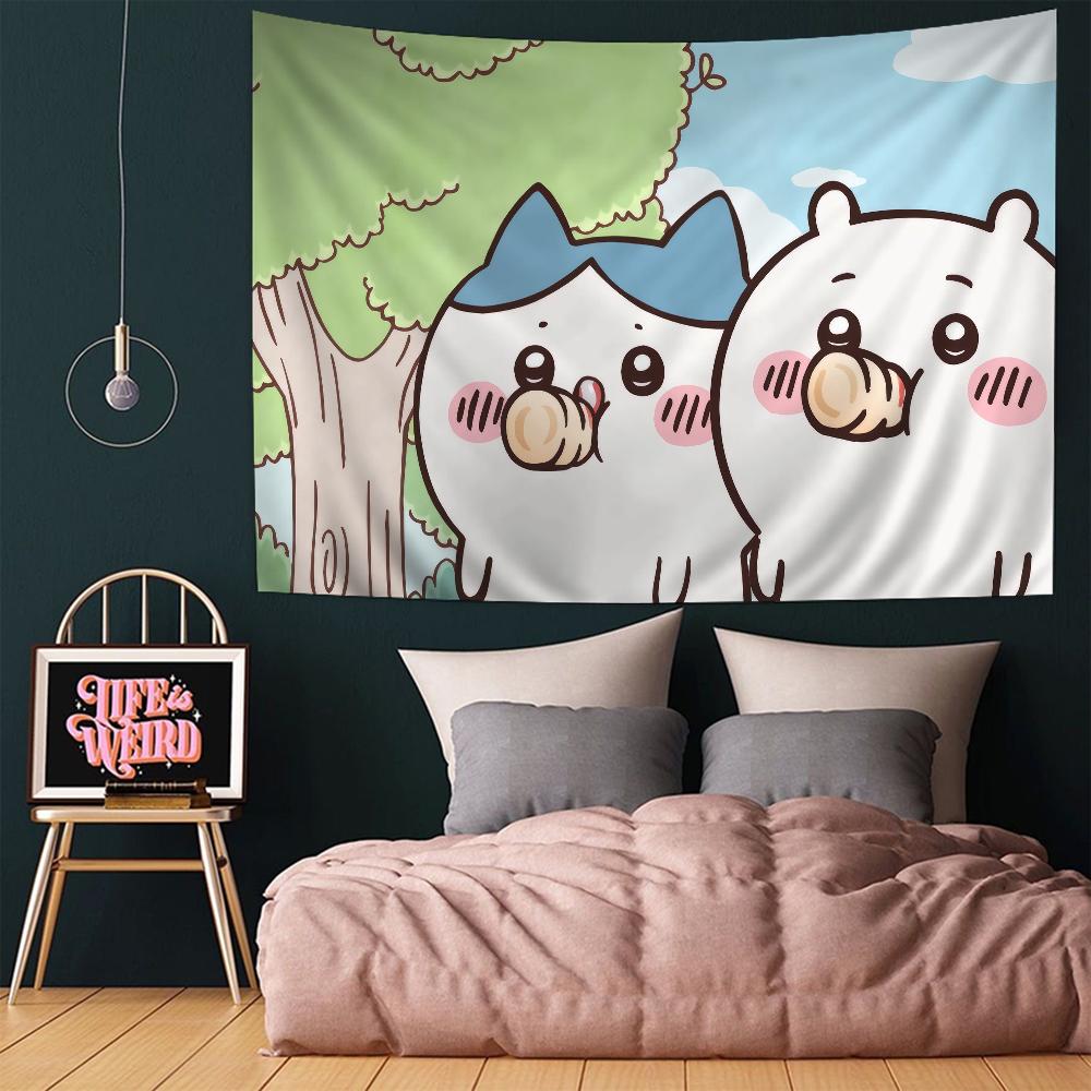 Kawaii Usagi Hachiware Cute Chiikawa Cartoon Japanese Anime Tapestry Room Decoration Home Decor Bedroom Wall Hanging Fabric